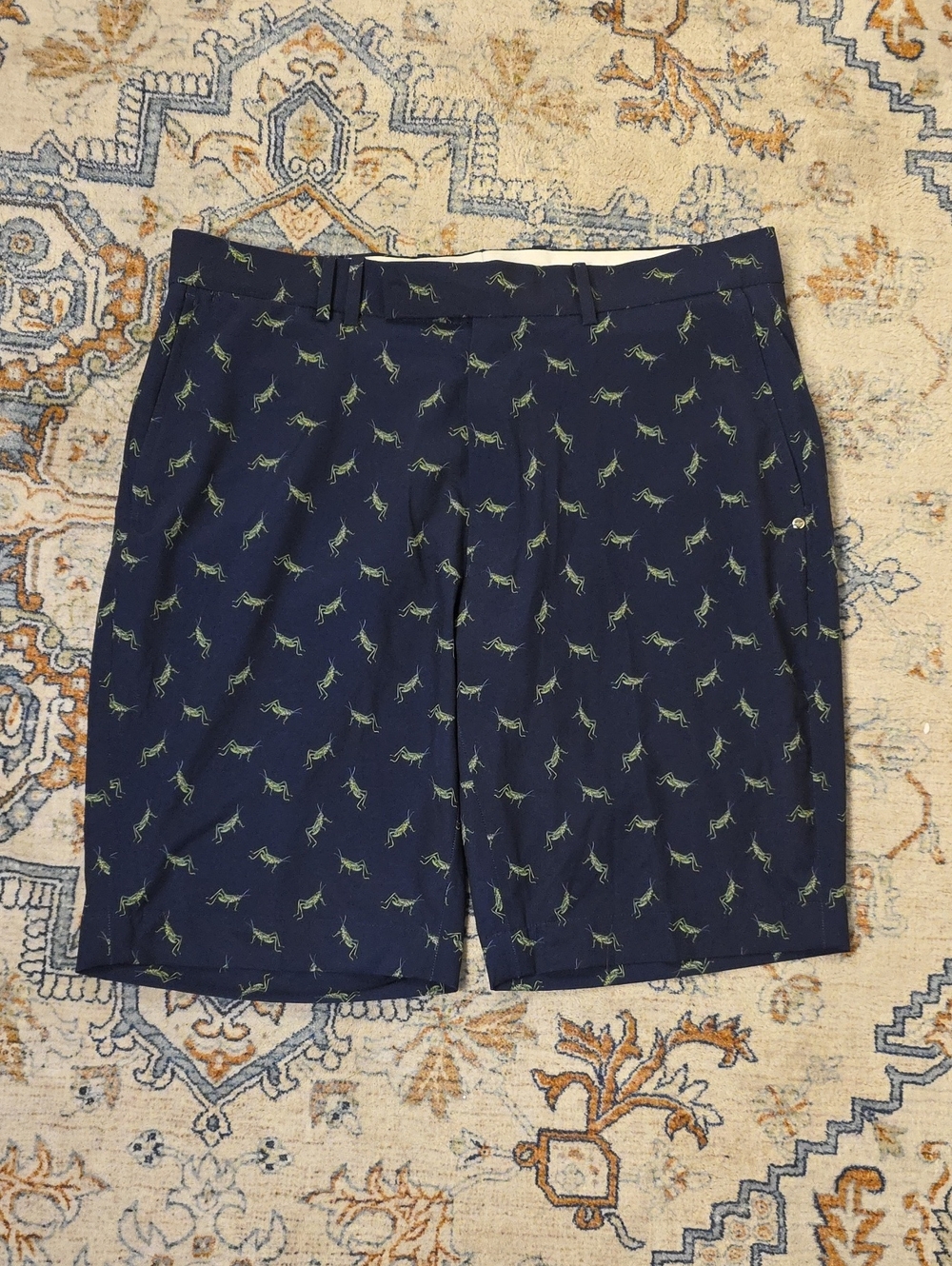 Ralph Lauren Navy Shorts with Green Embroidered Motif